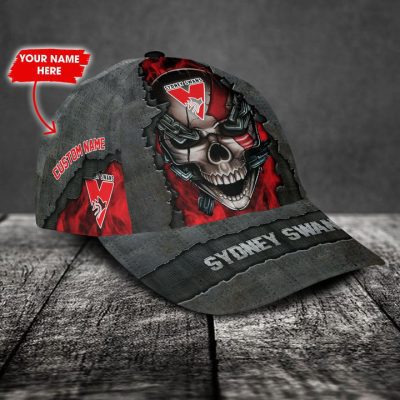 AFL Sydney Swans Custom Name Skull Classic Cap