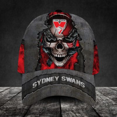 AFL Sydney Swans Custom Name Skull Classic Cap