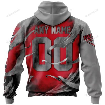 AFL Essendon Bombers Custom Name Number Skull Pullover Hoodie