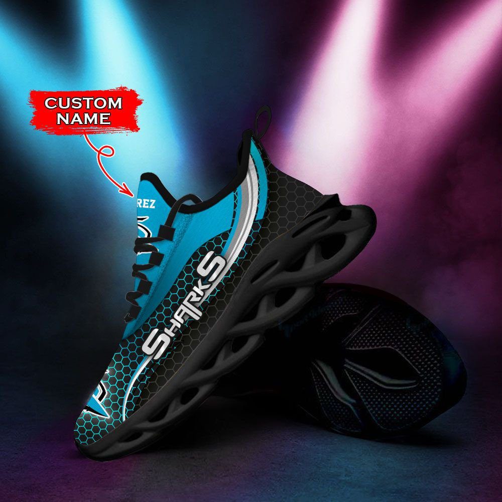 NRL Cronulla-Sutherland Sharks Custom Name Blue Max Soul Shoes V2 NRL Cronulla-Sutherland Sharks Custom Name Blue Max Soul Shoes V2
