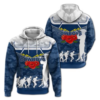 NRL North Queensland Cowboys ANZAC Day Camo Pullover Hoodie