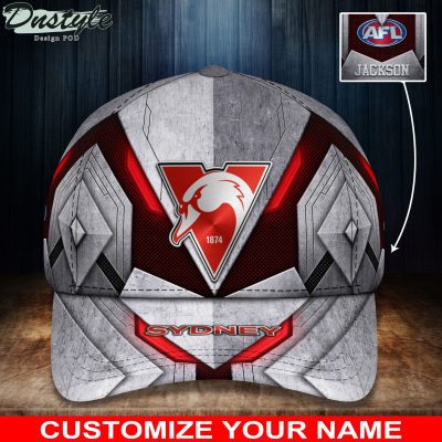 AFL Sydney Swans Custom Name Grey Red Classic Cap