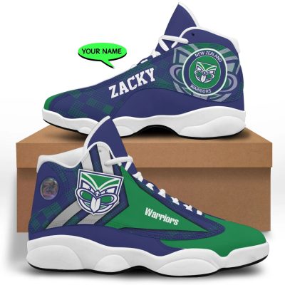 NRL New Zealand Warriors Custom Name Blue Green Air Jordan 13 Shoes
