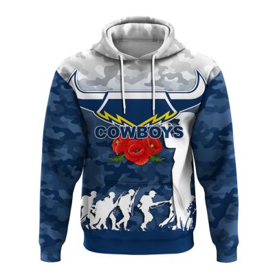 NRL North Queensland Cowboys ANZAC Day Camo Pullover Hoodie