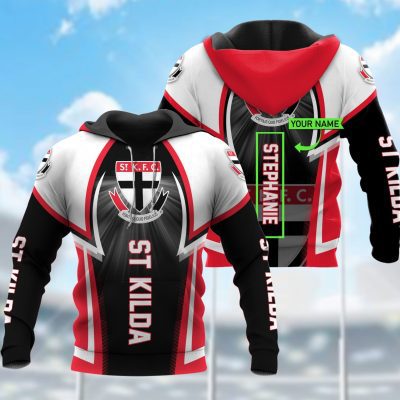 AFL St Kilda Saints Custom Name Red Black White Pullover Hoodie