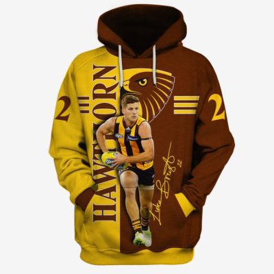 AFL Hawthorn Hawks Luke Breust #22 Pullover Hoodie