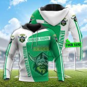 NRL Canberra Raiders Custom Name White Green Pullover Hoodie