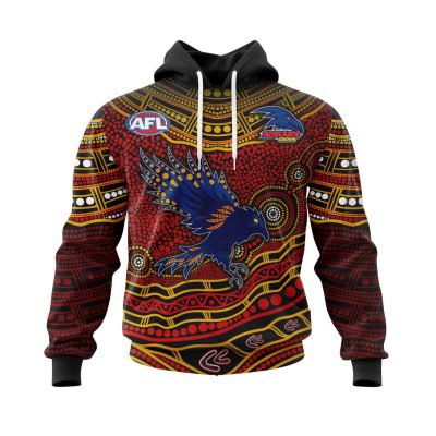 AFL Adelaide Crows Custom Name Number Indigenous Mascot Pullover Hoodie