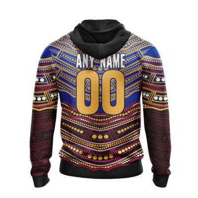 AFL Brisbane Lions Custom Name Number Indigenous Mascot Pullover Hoodie