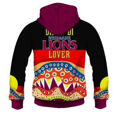 AFL Brisbane Lions Dinky Di Lover Aboriginal Flag x Indigenous Pullover Hoodie