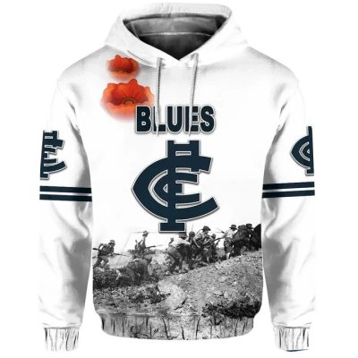 AFL Carlton Blues Original Style - White Pullover Hoodie