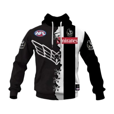 AFL Collingwood Magpies Custom Name Number 2023 Mix Guernsey V2 Pullover Hoodie