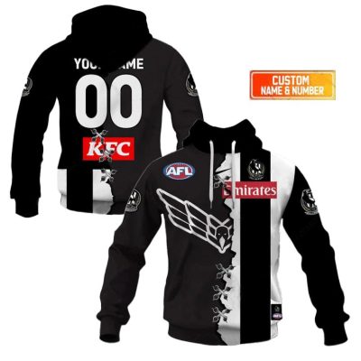 AFL Collingwood Magpies Custom Name Number 2023 Mix Guernsey V2 Pullover Hoodie