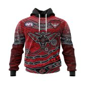 Afl Essendon Bombers Custom Name Number Indigenous Mascot Pullover Hoodie Front.jpg - demo10
