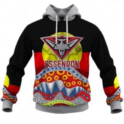 AFL Essendon Bombers Dinky Di Lover Aboriginal Flag x Indigenous Pullover Hoodie