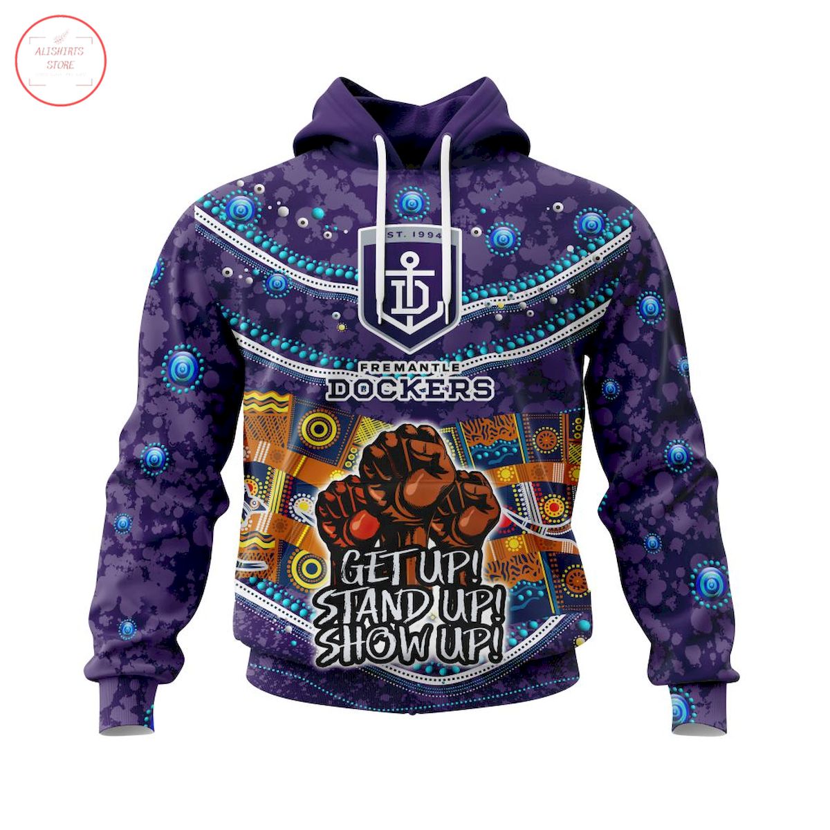 AFL Fremantle Dockers Custom Name Number Purple Indigenous Pullover Hoodie AFL Fremantle Dockers Custom Name Number Purple Indigenous Pullover Hoodie