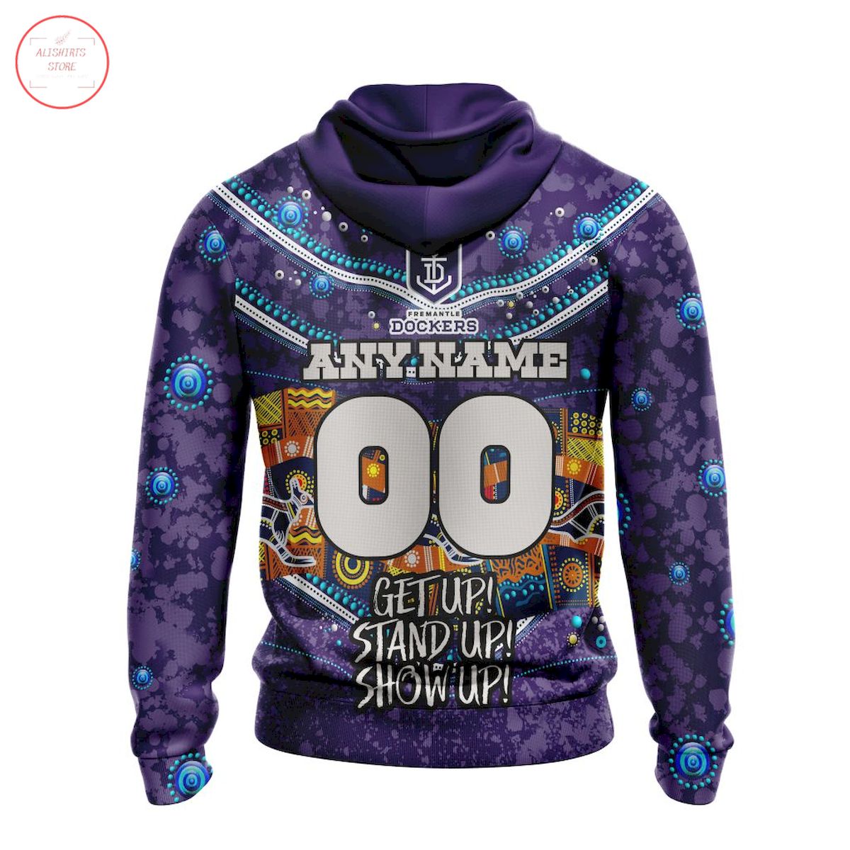 AFL Fremantle Dockers Custom Name Number Purple Indigenous Pullover Hoodie AFL Fremantle Dockers Custom Name Number Purple Indigenous Pullover Hoodie