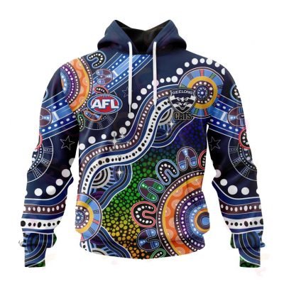 AFL Geelong Cats Custom Name Number Special Indigenous Pullover Hoodie