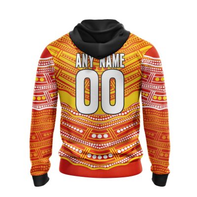 AFL Gold Coast Suns Custom Name Number Indigenous Mascot Pullover Hoodie