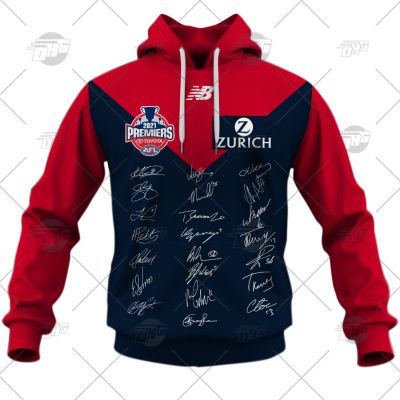 AFL Melbourne Demons 2021 Premiers Guernsey Team Signatures Pullover Hoodie