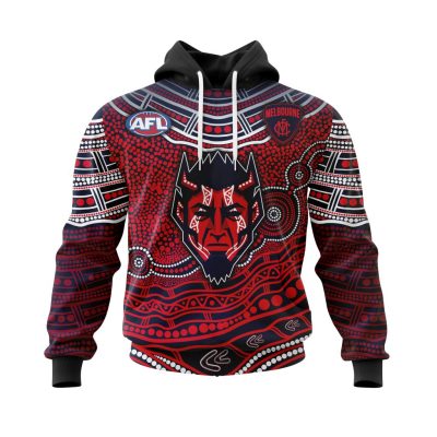 AFL Melbourne Demons Custom Name Number ndigenous Mascot Pullover Hoodie