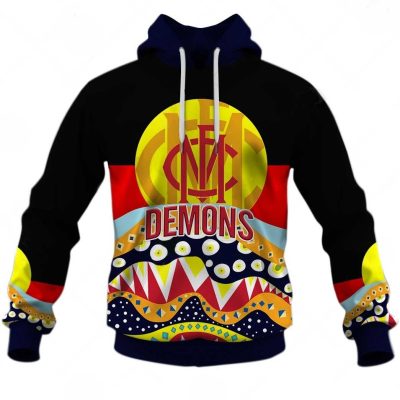 AFL Melbourne Demons Dinky Di Lover Aboriginal Flag x Indigenous Pullover Hoodie