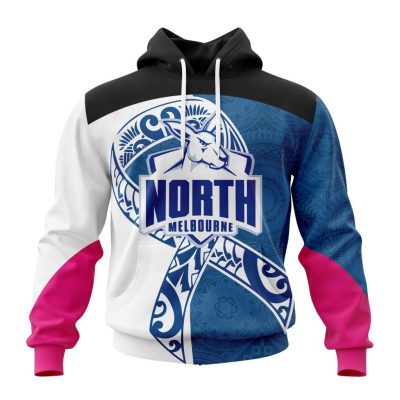 AFL North Melbourne Kangaroos Custom Name Number Fight Cancer Pullover Hoodie