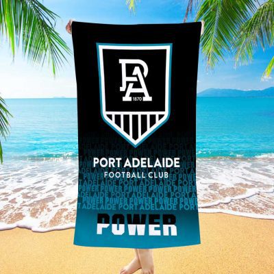 AFL Port Adelaide Black Blue Beach Towel V2
