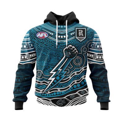 AFL Port Adelaide Custom Name Number Indigenous Mascot Pullover Hoodie
