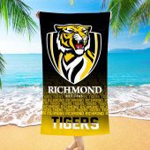 AFL Richmond Tigers Black Yellow EST 1885 Beach Towel