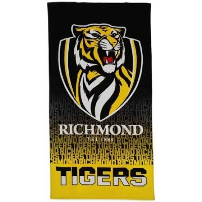AFL Richmond Tigers Black Yellow EST 1885 Beach Towel