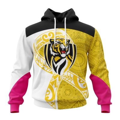 AFL Richmond Tigers Custom Name Number Fight Cancer Pullover Hoodie