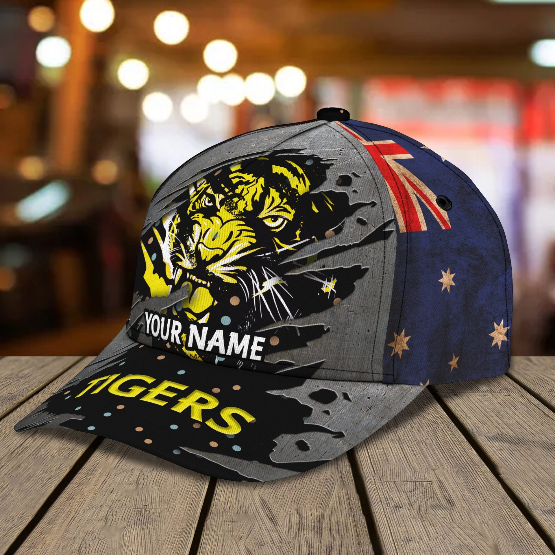 AFL Richmond Tigers Custom Name Yellow Black Classic Cap AFL Richmond Tigers Custom Name Yellow Black Classic Cap