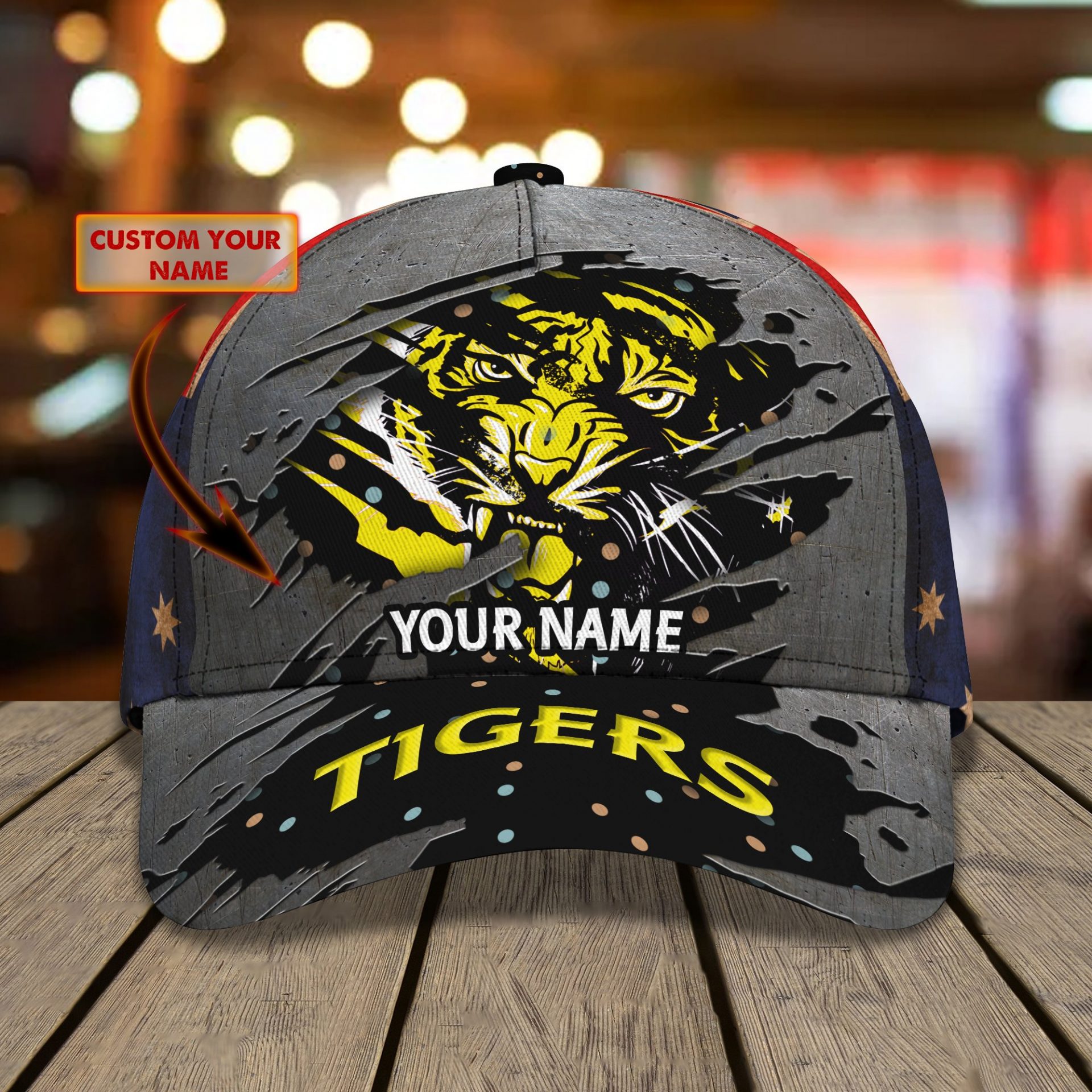 AFL Richmond Tigers Custom Name Yellow Black Classic Cap AFL Richmond Tigers Custom Name Yellow Black Classic Cap