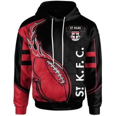 AFL St Kilda Saints Black Red Pullover Hoodie