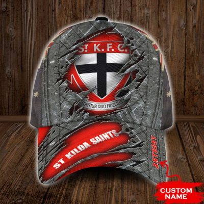 AFL St Kilda Saints Custom Name Red Grey Classic Cap
