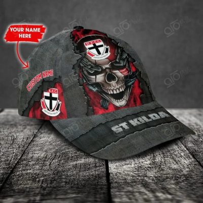 AFL St Kilda Saints Custom Name Skull Classic Cap