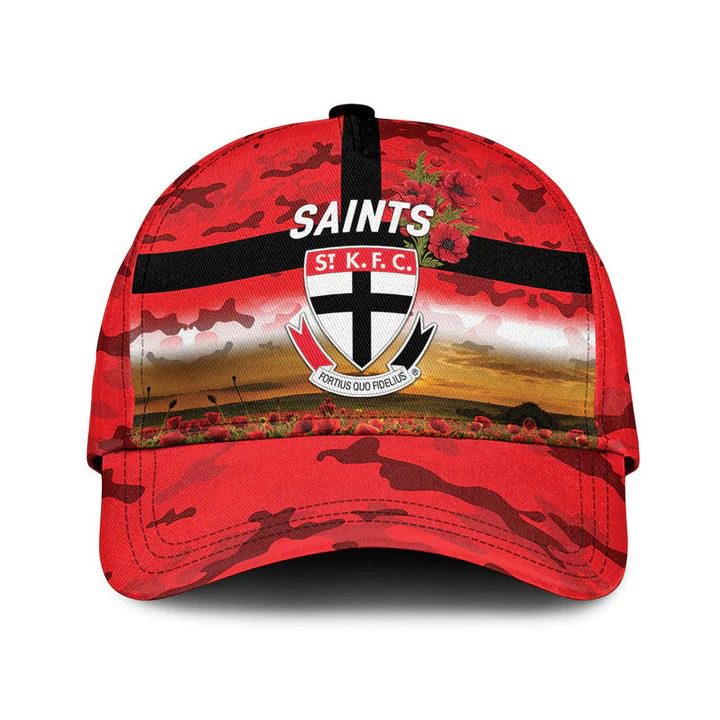 AFL St Kilda Saints Poppy Flowers Red Classic Cap AFL St Kilda Saints Poppy Flowers Red Classic Cap
