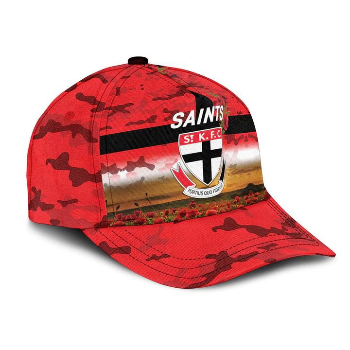 AFL St Kilda Saints Poppy Flowers Red Classic Cap AFL St Kilda Saints Poppy Flowers Red Classic Cap