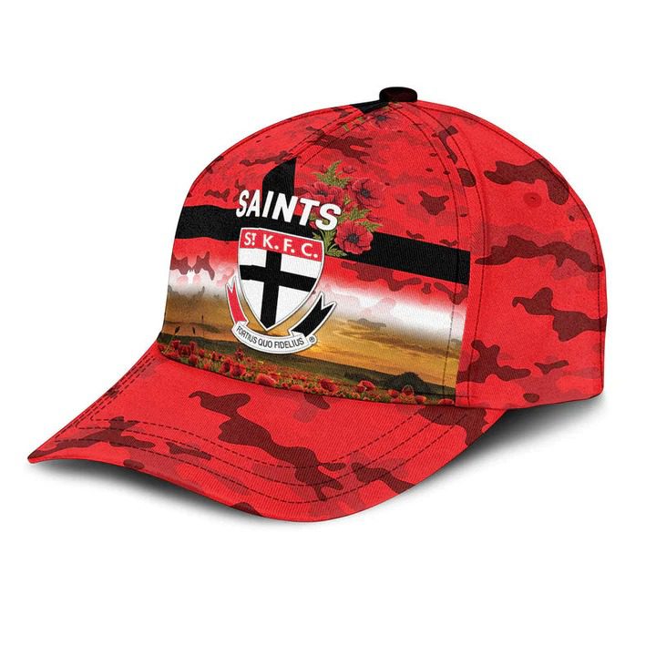 AFL St Kilda Saints Poppy Flowers Red Classic Cap AFL St Kilda Saints Poppy Flowers Red Classic Cap