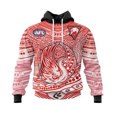 AFL Sydney Swans Custom Name Number Indigenous Mascot Pullover Hoodie