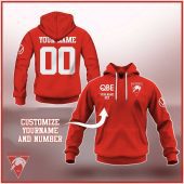 Afl Sydney Swans Custom Name Number Red 2021 Season Pullover Hoodie Front Back.jpg - demo10
