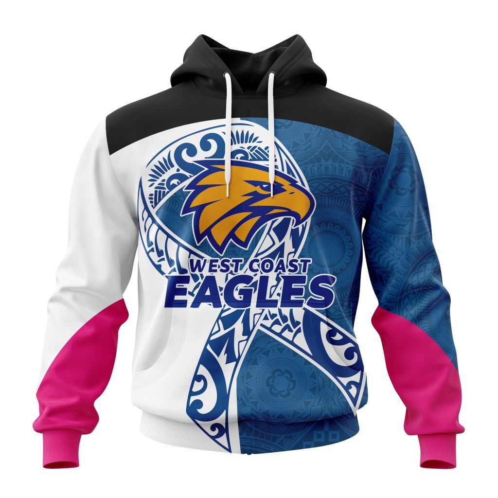 AFL West Coast Eagles Custom Name Number Fight Cancer Pullover Hoodie AFL West Coast Eagles Custom Name Number Fight Cancer Pullover Hoodie