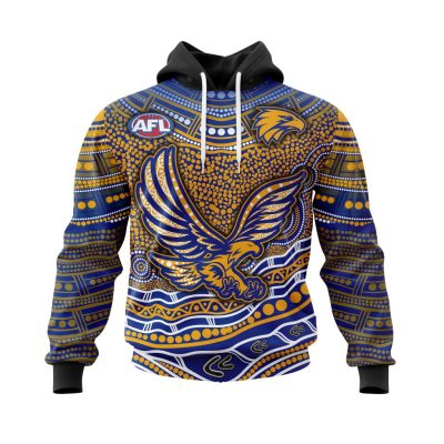 AFL West Coast Eagles Custom Name Number Indigenous Mascot Pullover Hoodie