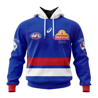 AFL Western Bulldogs Custom Name Number Home Guernsey 2023 Pullover Hoodie