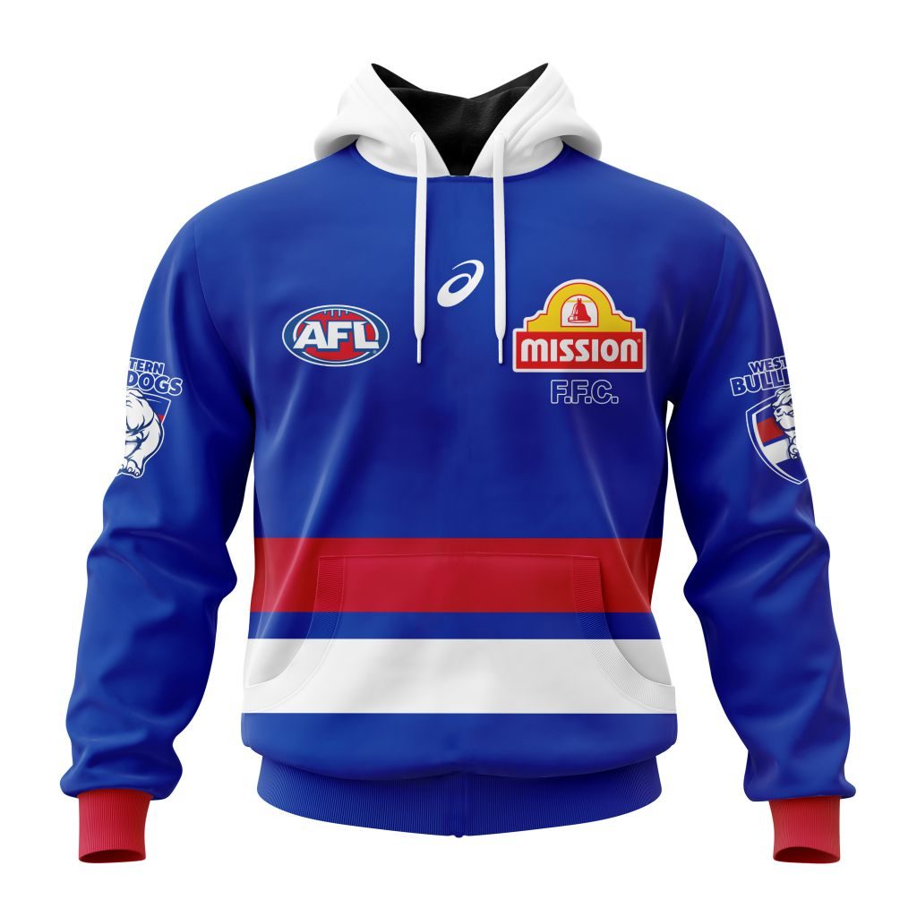 AFL Western Bulldogs Custom Name Number Home Guernsey 2023 Pullover Hoodie AFL Western Bulldogs Custom Name Number Home Guernsey 2023 Pullover Hoodie