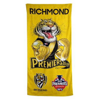 AFL Richmond Tigers Yellow Premiers 2019 Beach Towel