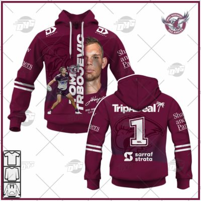 NRL Manly Warringah Sea Eagles Tom Trbojevic #1 MVPs 2021 Pullover Hoodie