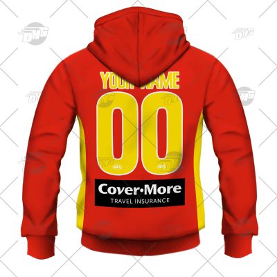 AFL Gold Coast Suns Custom Name Number 2022 Home Guernsey
 Pullover Hoodie