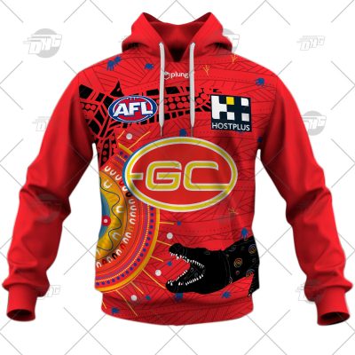 AFL Gold Coast Suns Custom Name Number 2022 Indigenous Guernsey
 Pullover Hoodie